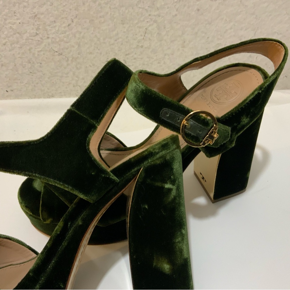 Tory Burch Loretta Velvet Platform Sandals 7 M - Picture 9 of 14